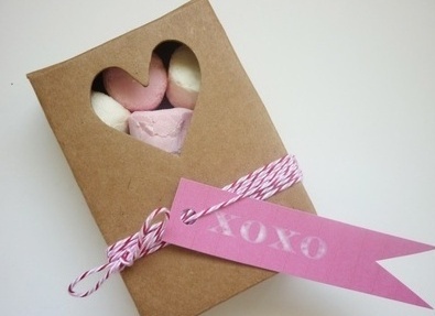 Heart cut out kraft box with twine and tag